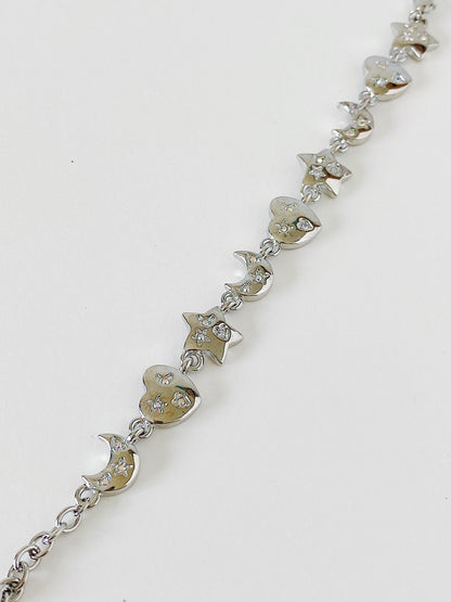 Vintage Kirks Folly Moon & Stars Bracelet Aurora Borealis Rhinestone
