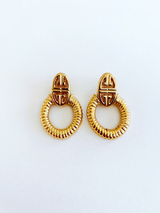 Vintage Givenchy Logo Door Knocker Earrings