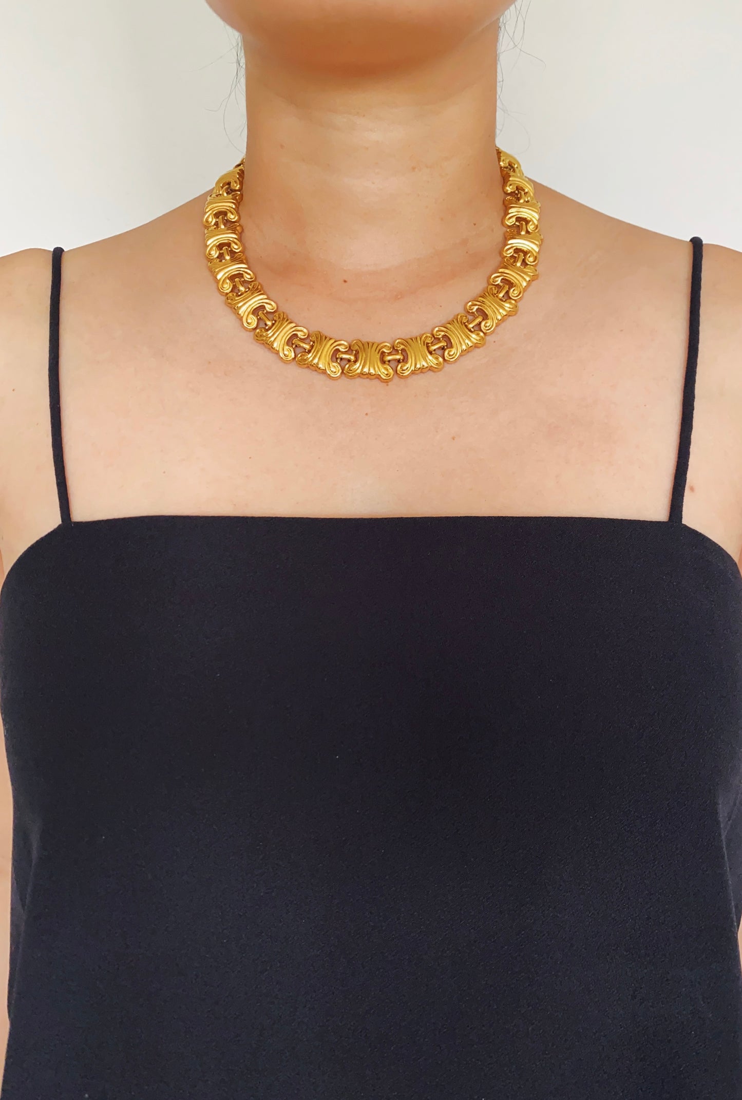 Vintage Double C Arc Motif Chain Necklace