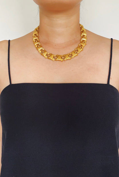 Vintage Double C Arc Motif Chain Necklace
