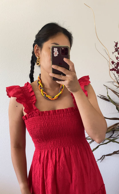 Vintage Mid-Century Braided Glass Bead Necklace