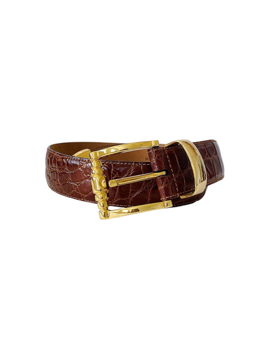 Vintage Carlisle Alligator Embossed Leather Belt