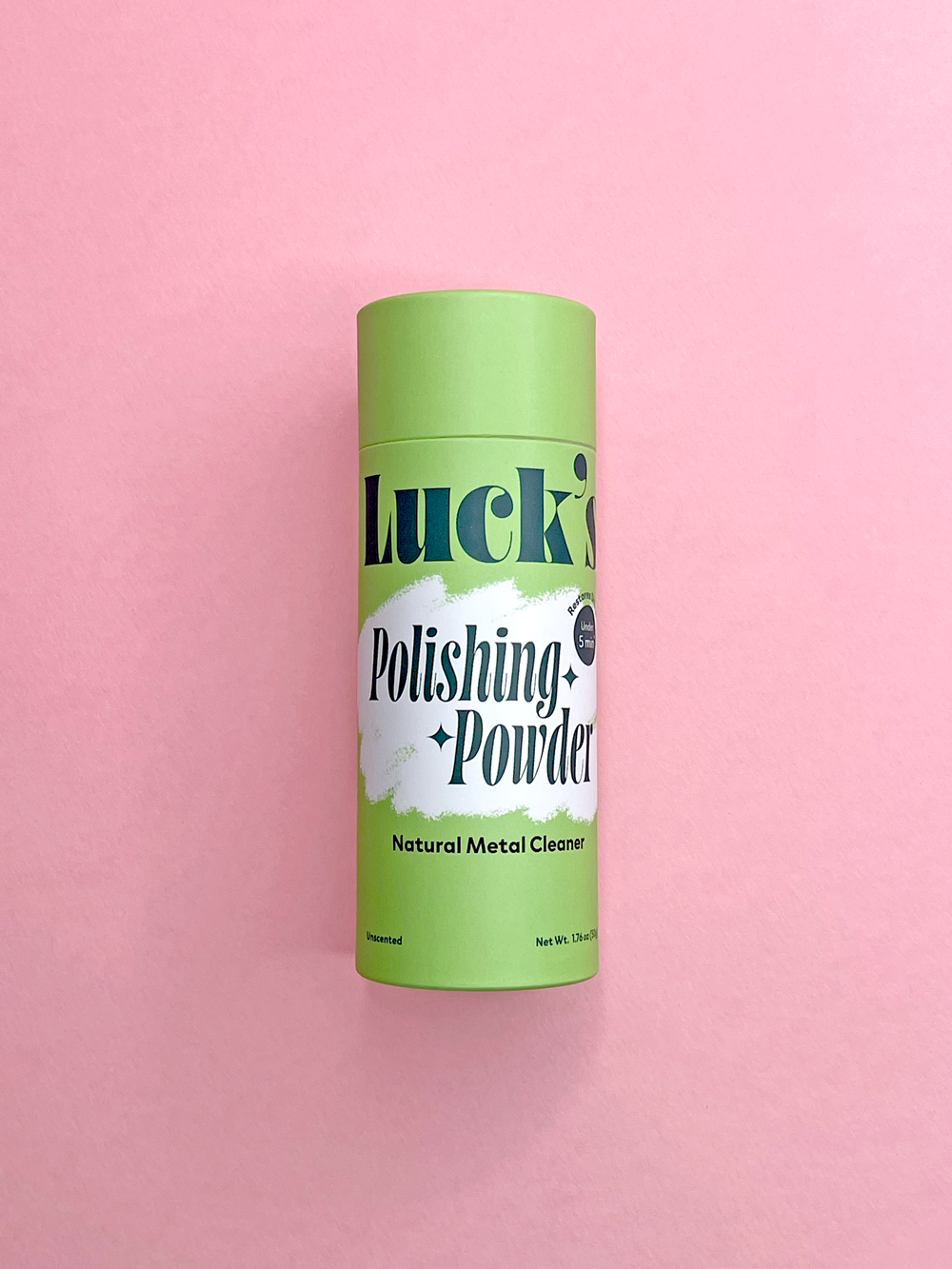 Luck's Polishing Powder professional natural jewelry cleaner and tarnish remover for gold, silver, and plated metals, made in Texas.