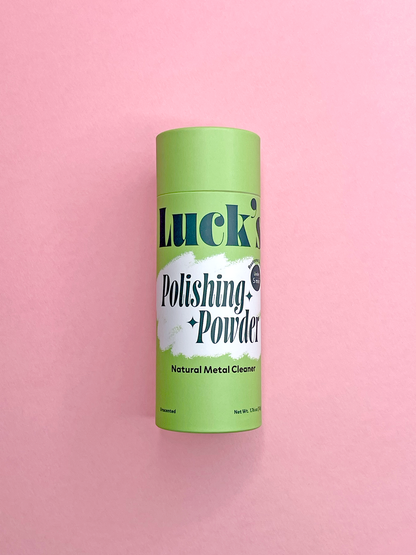 Luck's Polishing Powder professional natural jewelry cleaner and tarnish remover for gold, silver, and plated metals, made in Texas.